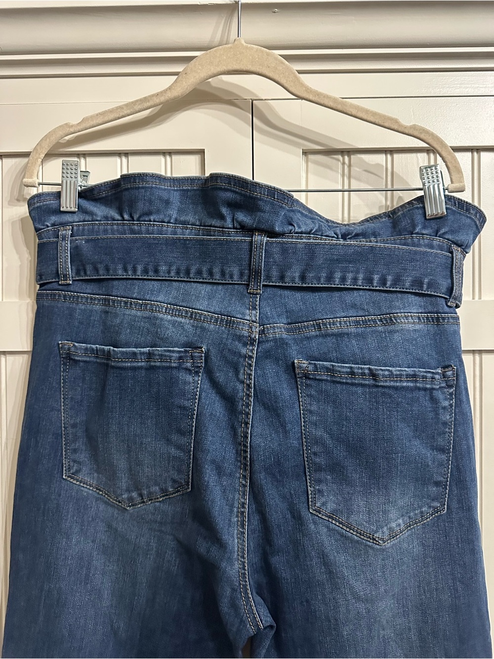 C’Est Toi High-Waist Tie-Belt Paperbag Jeans — Blue size 15 - Picture 9 of 10
